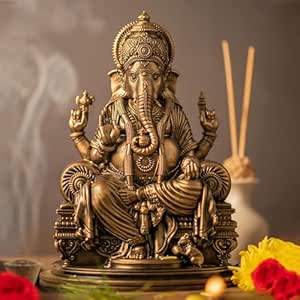 SILAII Lord Ganesha Idol for Home Decor – 6 Inch Small Ganesha Idol | Handmade Ganesh Murti | Ganesha Idols for Home & Office | Spiritual Gift & Decorative Ganesha Idols