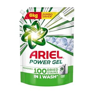 Ariel Power Gel Liquid Detergent for Front Load – 6kg | Removes 100 Dried Stains in 1 Wash | Faster Dissolving | Long-Lasting Fragrance | Color Protection | At the price of Powders