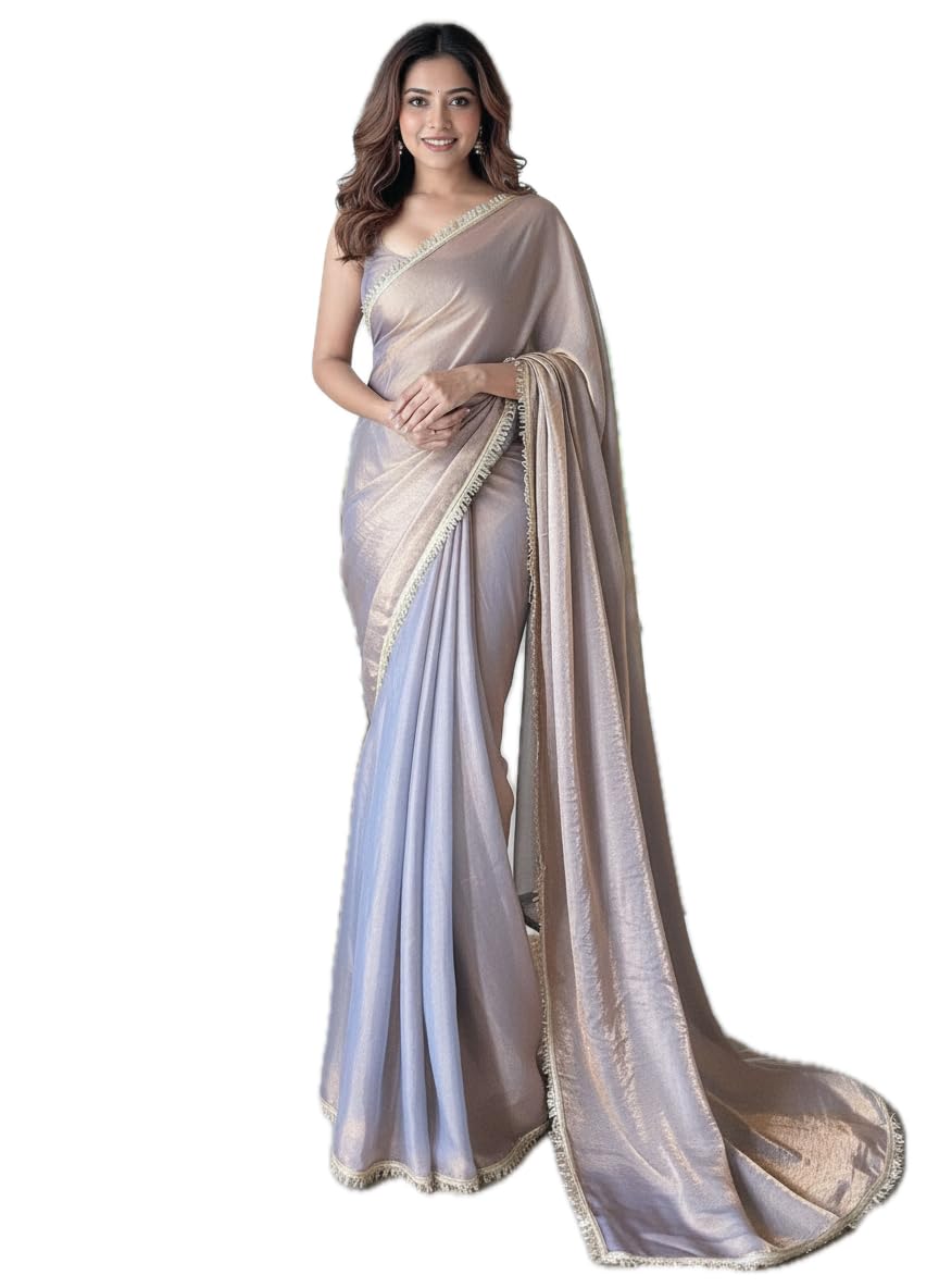 Yashika Women Organza Saree with Blouse Piece, Handwork Lace Border, Traditional Wedding