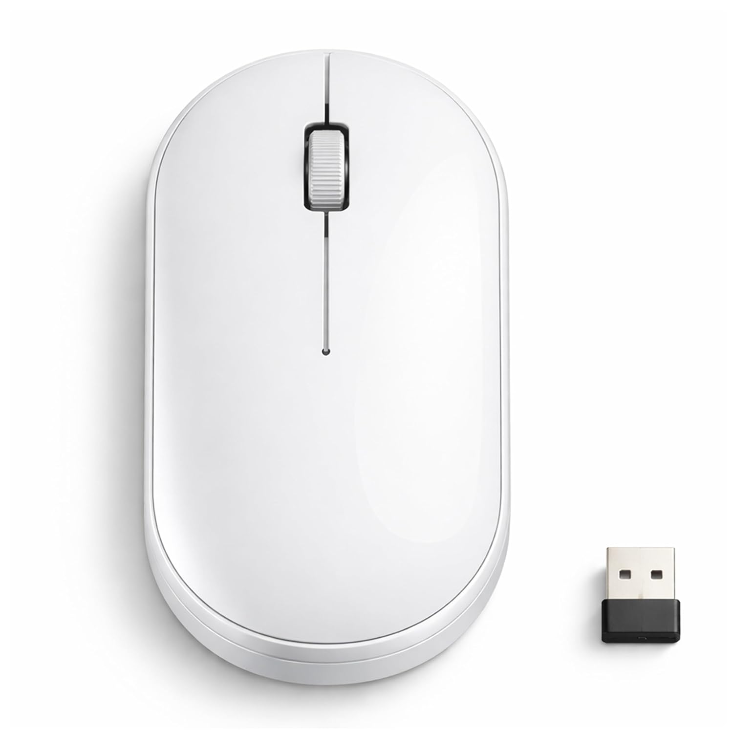 ANT Globe 40 Dual-Mode Wireless Mouse| BT 5.0/3.0 & 2.4GHz USB Optical Mouse | 1600 DPI Adjustable, 500mAh Rechargeable Battery, 3-Button Silent Click | Slim Mouse for Laptop, PC, Mac, Android_ White