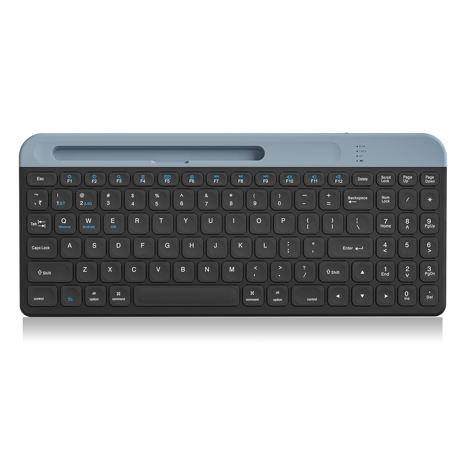 Ant Master 55 Dual Mode Wireless Keyboard with Bluetooth & 2.4GHz, 96-Key Compact Layout, Rechargeable Battery, Water Resistant Membrane Keys, Compatible with Windows, Mac, Android & iOS – Black